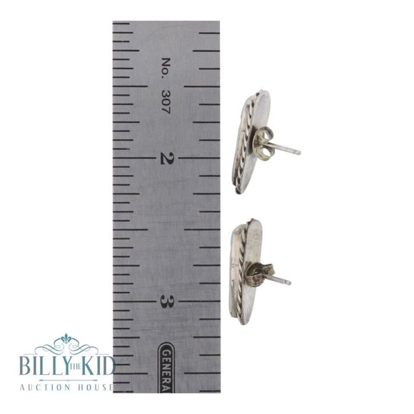 Vintage Zuni Sterling Silver and Inlay Earrings - Picture 2 of 2